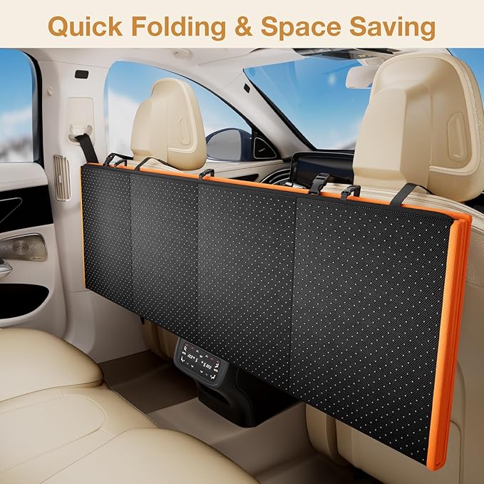 Pecute Dog Car Seat Cover for Back Seat, Back Seat Extender for Dogs 52 * 24.4in, Foldable in The Car, Hard PVC Panels Bottom Support to 330 lbs, for Cars/Mid-Size SUV/Small Truck