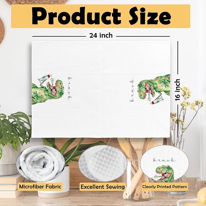 Funny Dinosaur Hand Towels, Dinosaur Gifts for Boys Kids Hand Towel for Bathroom Decor, Funny Dino Decorative Towels for Kids Boys Bathroom Washroom Restroom 16x24 Inch