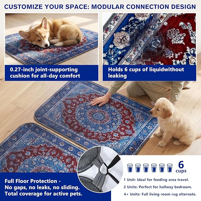 Washable Pee Pads for Dogs and Cats, 2 Pack Absorbent Thick Reusable Training Dog Pet Puppy Pads, Waterproof & Non-Slip Whelping Pads for Potty Training, Whelping, Playpen, Crate, Prevents Leakage
