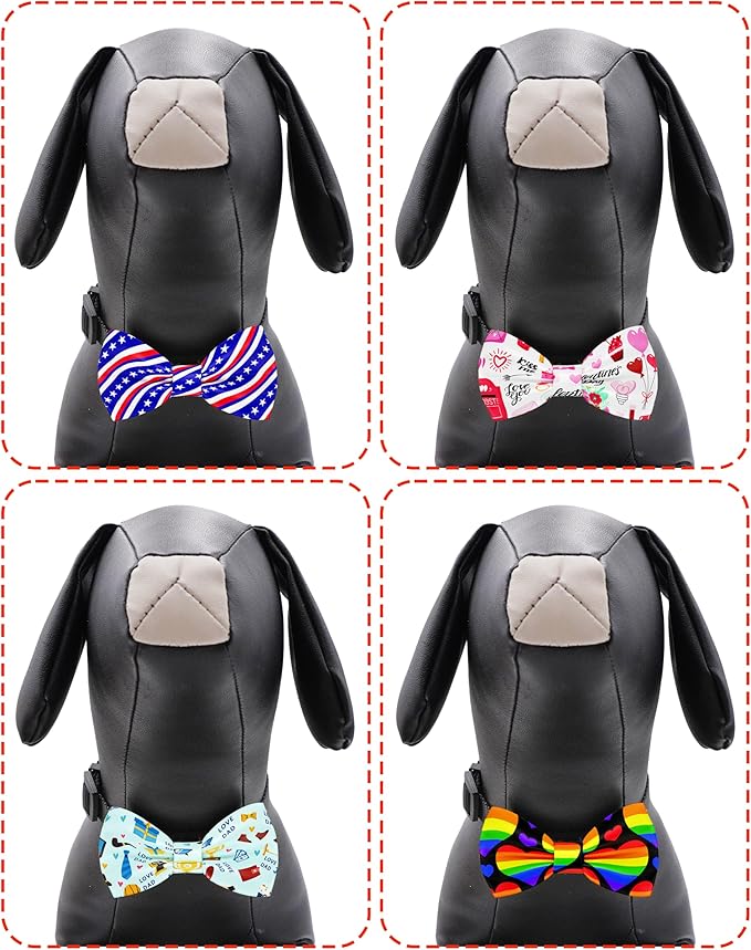 PET SHOW 10 Pack Holiday Big Dog Bow Ties for Large Medium Dogs Alpaca Sliding Collar Attachments Festival Bowties Spring Summer Bowknots Birthday Party Pet Grooming Accessories(Large)