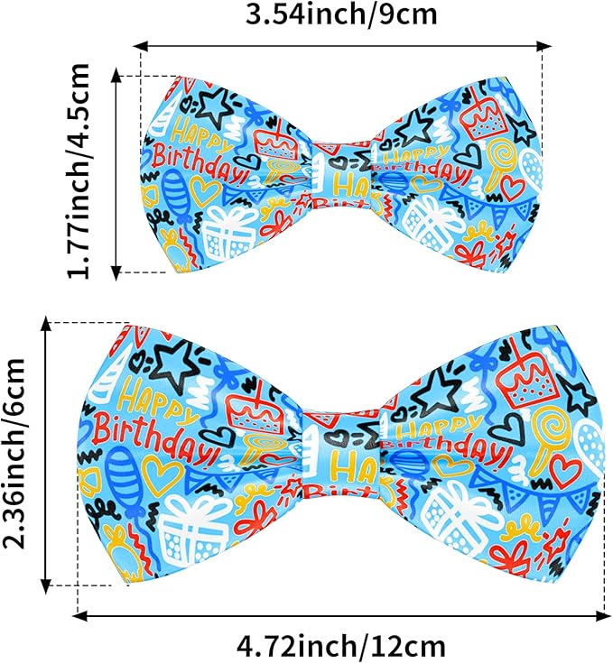 PET SHOW 10 Pack Happy Birthday Small Dog Bow Ties Sliding Collar Attachment Puppies Cats Pet Bowties for Party Balloon Cake Bowknots Collar Charms Grooming Accessories