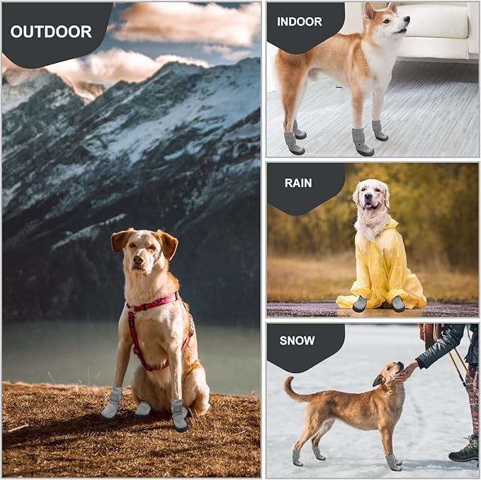 EXPAWLORER Waterproof Dog Shoes for Small Medium Large Dogs, Summer Dog Shoes for Hot Pavement, Hiking Walking, Reflective Dog Booties for Outdoor Snow Rain Days, Anti-Slip Dog Boots & Paw Protectors