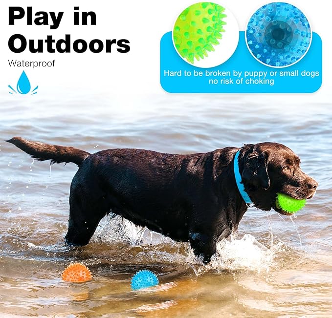 PUPTILY Puppy Toy 2.5” Squeaky Dog Balls Toys and Spikey Dog Ball for Aggressive Chewers for Small Dogs Dog Balls for Clean Teeth and Training （6 Pack