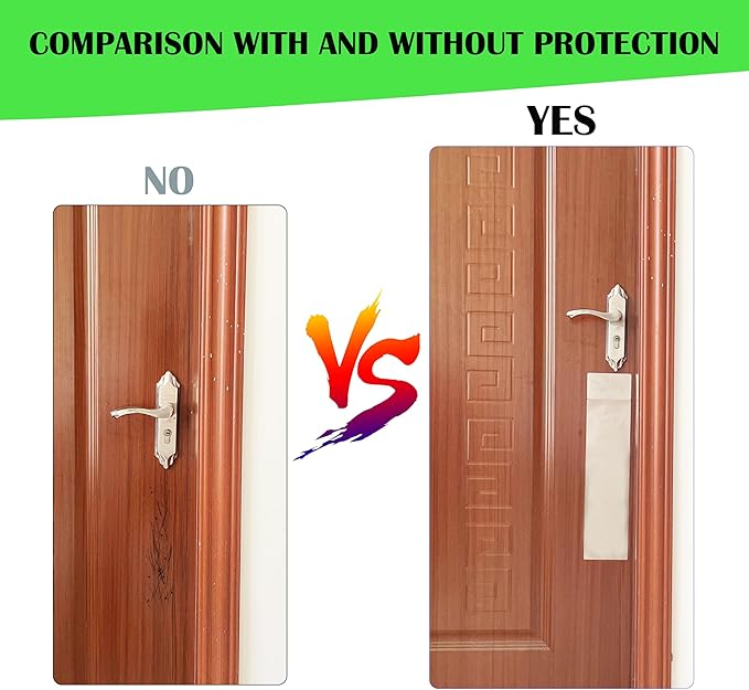 Anti Scratch Protector for Door, Heavy-Duty Stainless Steel cat Scratch Door Protector– 2 Sizes, 2 Packs, Stick Pet Scratch Plate, no-Residue pet Door Scratch Protector self-Adhesive