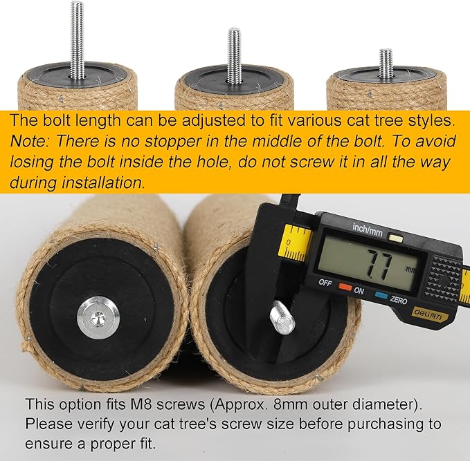 6.8cm 2.7in Diameter Cat Tree Scratching Post Replacement Jute (40cm/15.75in, M8)