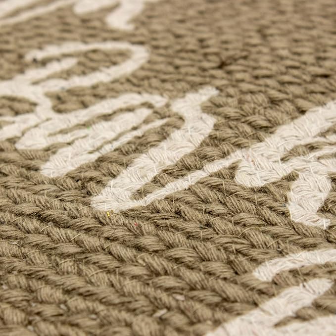 Decorative Dog Feeding Mat/Rug for Bowl Natural Cotton Easy Clean Bark Oval 15" x 23" Gray