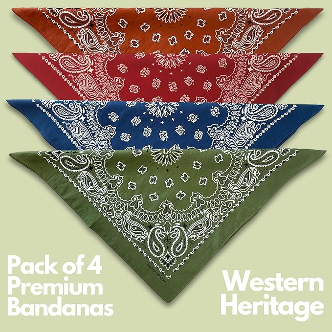 The Peacock Crew Premium Soft Cotton Bandanas Pack for Men and Women Paisley 22 x 22 inches