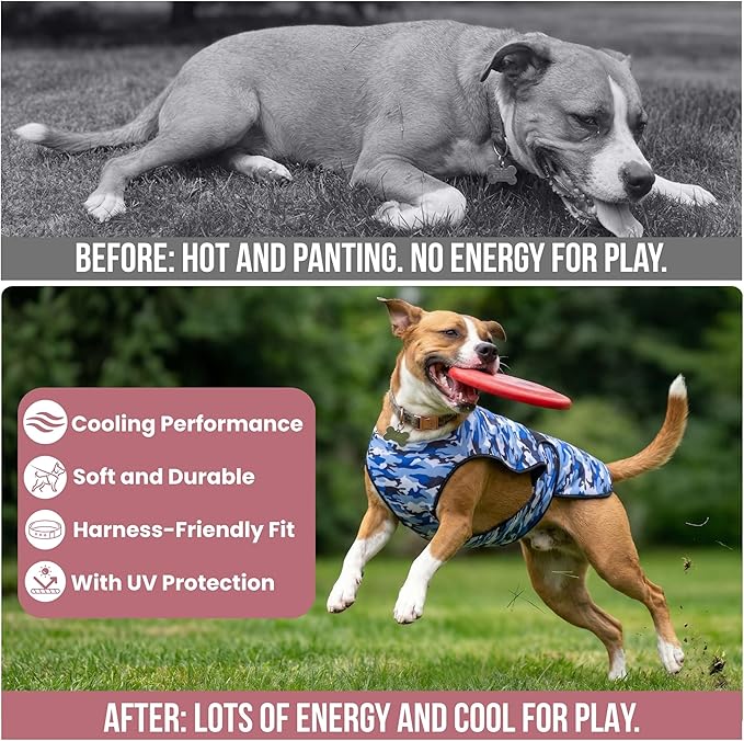 Dog Cooling Vest - 2-Layer Lightweight Performance - UPF50+ Full Coverage & Adjustable Fit for Small to Large Dogs (Green, Medium)