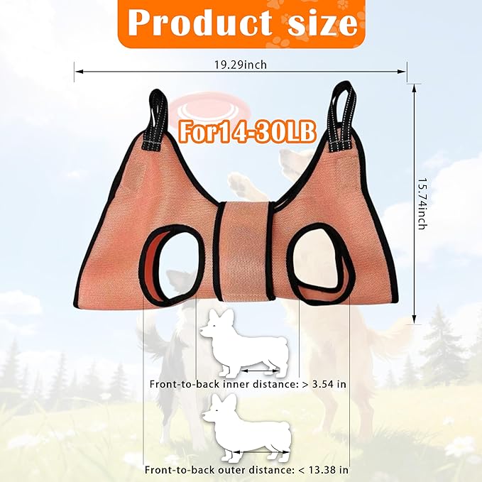 Dog Grooming Hammock Harness, with Elastic Leg Openings for a Flexible Fit, Dog Sling for Nail Trimming, Small Dogs Restraint Hanging Hanger Holder for Clipping Nails (Orange)