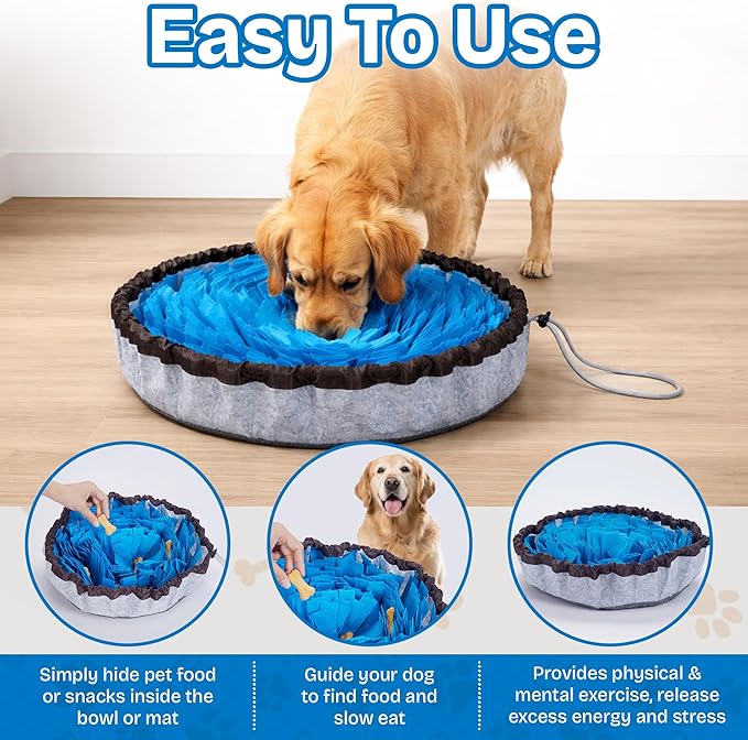 Snuffle Mat for Dogs | Travel-Friendly Snuffle mat Encouraging Foraging | Dog Snuffle mat Crafted for Daily Enrichment | Dog sniff mat Feature for Slow Eating Habits (Blue)