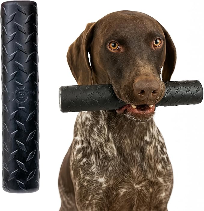 Monster K9 Chew Stick | Virtually Indestructible. Lifetime Guaranteed. | USA Made | VULCRON™ Natural Rubber | Durable, Heavy Duty Tug & Fetch Dog Toy for Aggressive Chewers | Med/Large Breeds, 9x1.75”