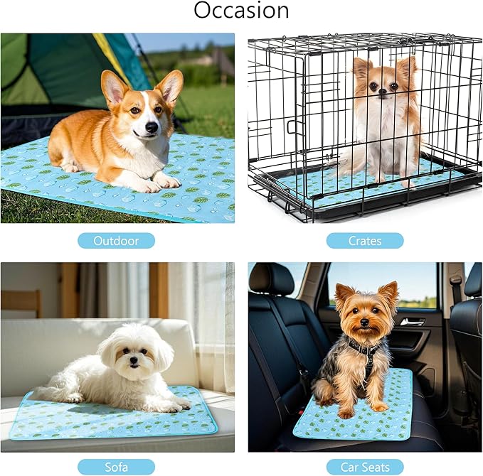DELIFUR Dog Cooling Mat- Pet Cooling Mat Outdoor for Dogs Self Cooling Pad for Puppy Small Medium Dog Machine Washable (Large, Blue Ice)