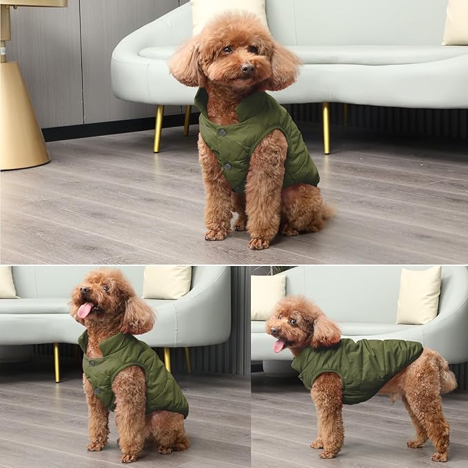 JoyDaog 2 Layers Fleece Lined Warm Dog Jacket for Winter Cold Weather,Soft Windproof Large Dog Coat,Green XXXL