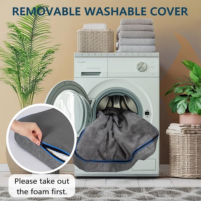 LIROCE Washable Dog Bed Cover Replacement, Jumbo Wrap-Around Zipper Cover for Orthopedic Memory Faom Dog Bed (53x36x6 inches), Dark Grey