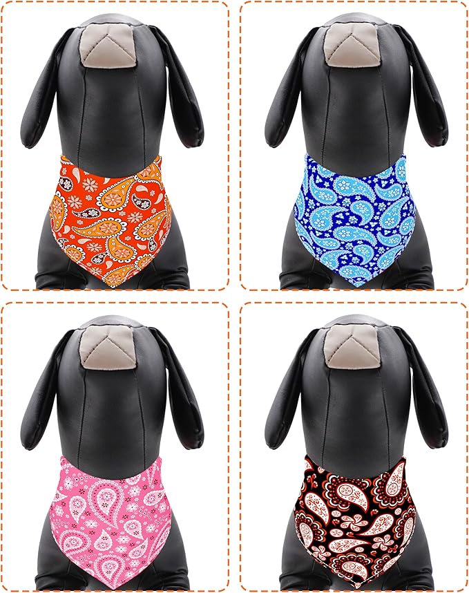 PET SHOW 50 Pack Small Paisley Dog Bandanas Bulk XS Dog Scarves Puppy Floral Bibs Kerchief Set Girl Boy Cats Pet Holiday Party Grooming Accessories