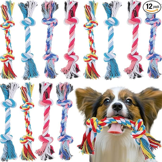 Paterr 12 Pcs Rope Dog Toys Multi Color Puppy Rope Toy Cotton Puppy Toys Dog Chew Puppy Teething Toys for Small and Medium Dogs Puppies