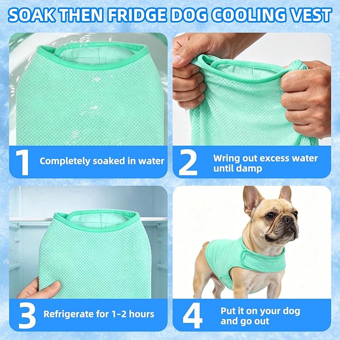 PUPTECK Dog Cooling Vest, Breathable Mesh PVA Dog Shirt, Lightweight Soft Instant Chill Sleeveless Pet Clothes, Adjustable Cooler Jacket Puppy Outfit for Hot Summer Outdoor, Green M