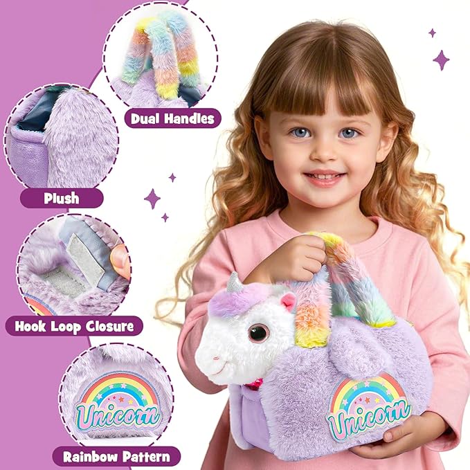 G.C Interactive Walking Unicorn Toys for Girls age 4-6, Electric Unicorn Plush with Bag & Coloring Book & Groom Accessories, Pretend Play Pet Care Kit Toddler Girl Christmas Birthday Gift 3 4 5 6 Year