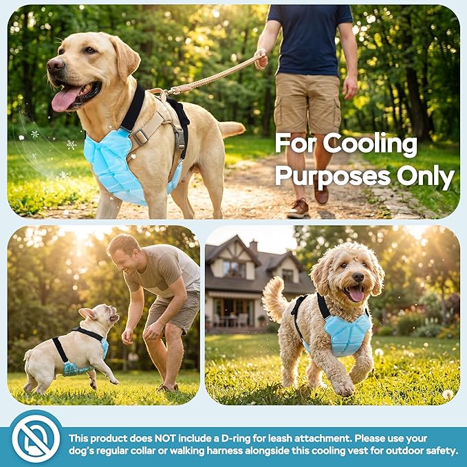 Cooling Vest, 30% Lighter Than Water Vests, Dry-Chill Lightweight Physical Gear (Prevents Over-Chilling), Adjustable Stretch Cords, dog cooling vest for Indoor Outdoor, Hot Weather, summer use(L)