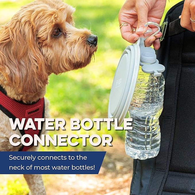 Bonza Collapsible Dog Bowls - Small 12 oz, Dog Travel Accessories, Silicone Portable Dogs Bowl & Water Dish with Reinforced Rim & Carabiner for Hiking, Camping, and Car Trips, Navy Blue