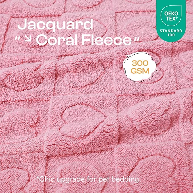 Luciphia 1 Pack 2 Small Dog Blanket Washable Pet Bed Cover Soft Fluffy Puppy Blanket with Premium Fleece 300GSM Cozy Calming Cat Blankets for Indoor Cats Pink/Beige 57x40 inch