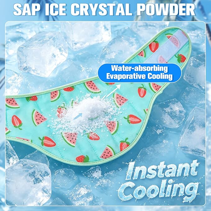 EXPAWLORER Dog Cooling Bandana - 2 Pack Instant Cool Chill Out Dog Scarf, Adjustable Summer Outdoor Ice Neck Cooler Vest, SAP Ice Crystal Powder Physical Cooling Pet Handkerchiefs, Tropical Large