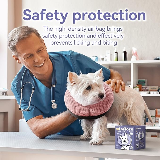 Loflaze Soft Inflatable Dog Cone Collar - Medium/Large/Small, Cat Size - Dog Neck Donut, E Collar Alternative for Recovery