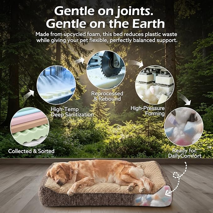 JOEJOY XL Orthopedic Dog Beds Large Sized Dog, Extra Thick Supportive Big Dogs Couch Bed with Sides, Ultra Soft Pet Bed Sofa for Large Dogs, Brown, 42''x30''