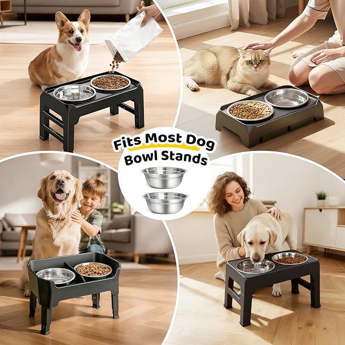 URPOWER 6 Pack 8" Stainless Steel Dog Bowls - 50oz Thickened Durable Pet Bowls for Food and Water, Fit for Elevated Dog Bowl Stand