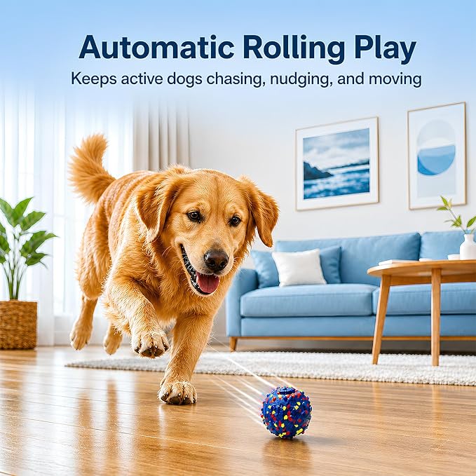 2-Pack Smart Interactive Dog Toys for Large Dogs, 3.1 Inch Auto Lightweight Moving Dog Toy, Chew-Resistant E-TPU Interactive Dog Ball, IP54 Waterproof, USB-C Rechargeable, Indoor & Outdoor