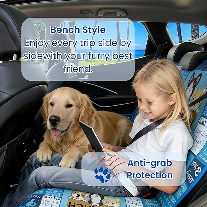 Waterproof Back Seat Cover for Dogs and Kids, Car Seat Protector Under Baby Car Seat, Child and Dog Car Seat Cover Blanket for Rear Bench(Vet Tech Gift, Rear Bench Seat Towel)