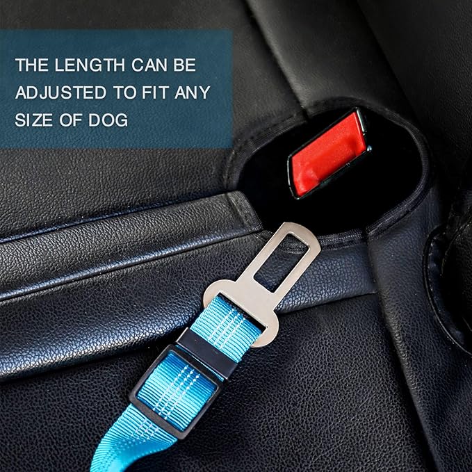 IBWell Dog Seat Belt for Car with Elastic Bungee Leash, Car Leash Car Seat Belt for Dogs (Black, 2PCS-27.6")