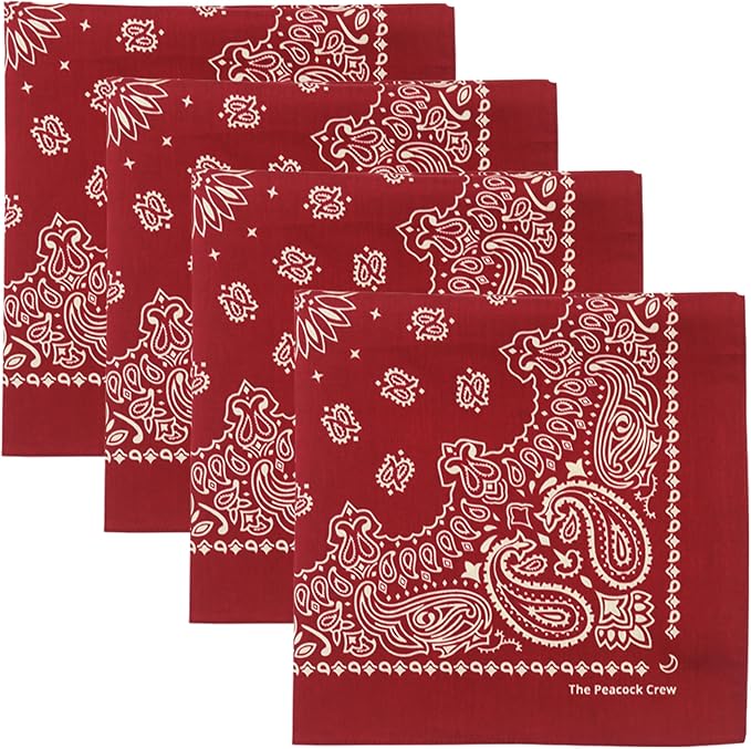 The Peacock Crew Premium Soft Cotton Bandanas Pack for Men and Women Paisley 22 x 22 inches