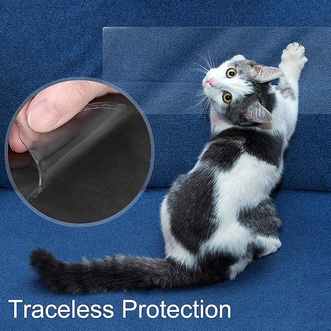 KEBE Door Scratch Protector, Clear Premium Furniture Guard, 118 x 8.4 Inch Cat Dog Scratch Shield Protector, Durable Anti-Scratch Vinyl Door Cover Protects Walls & Furniture