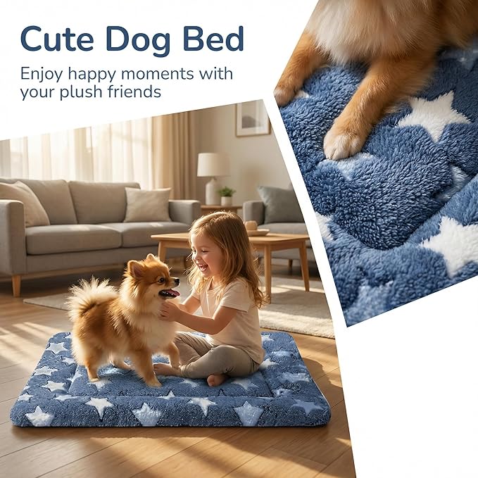 Dog Bed Mat - Soft Crate Pad for Kennel, Durable Pet Bed for Small Dogs & Cats - Comfort Support for Pet Crate, Cage, House