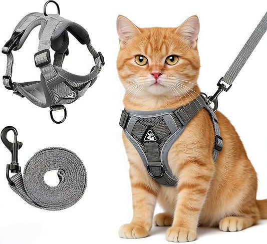 Cat Harness and Leash for Walking, Escape Proof Soft Adjustable Vest Harnesses for Cats