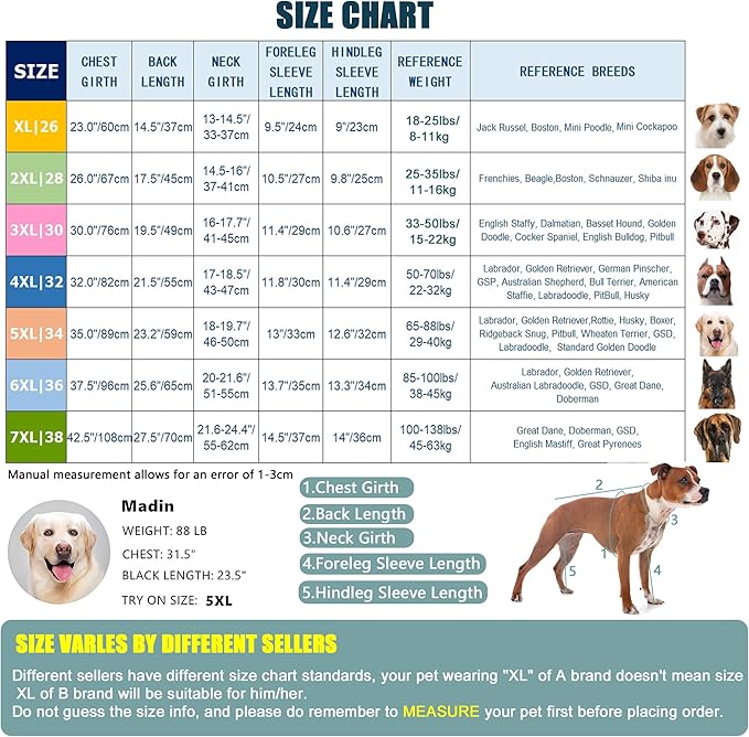 Dog Coats Autumn Winter Jumpsuit for Large Medium Dogs, Warmer Polar Fleece Dog Bodysuit Lightweight Pajamas, Pullover Stretchy Cold Weather Clothes (Dark Green, 7XL)