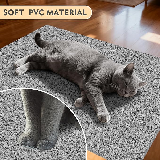 Bohemian Kitty Litter Mat 24"x17",Non-Slip Litter Box Mat, Washable Cat Litter Rug Catcher,Double-Layer Litter Trapping Mat for Scatter Control, Easy Clean Cat Food Mat & Floor Protector