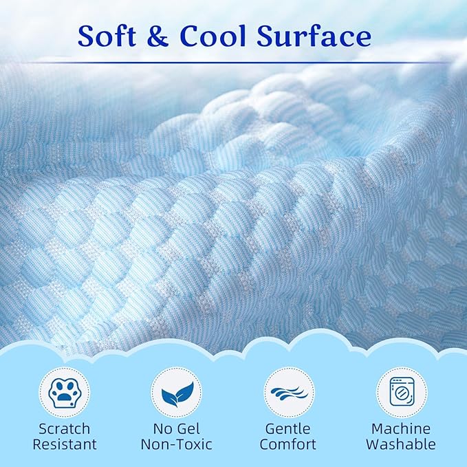 Mora Pets Dog Cooling Mat Instant Self Cooling Pad for Dogs & Cats Breathable Washable Summer Pet Cool Mat Indoor Outdoor, Cold Blanket for Floor Crate Car Travel Use Non Slip Large 40'' x 28'' Blue