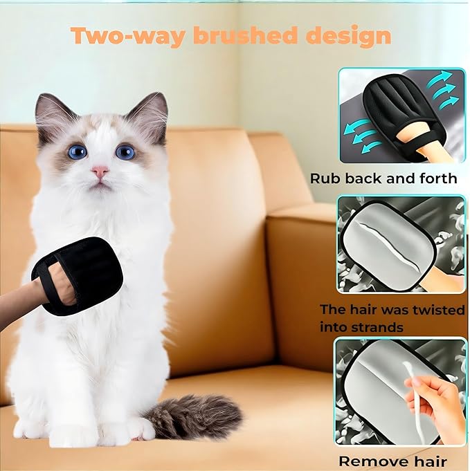 Pet Hair Removal Glove for Dogs & Cats, Newly Upgraded Reusable Electrostatic Pet Hair Glove, Magic Brush Pet Hair Remover Comes with Nail clippersTool for Clothing, Couch, Carpet, Car Seat