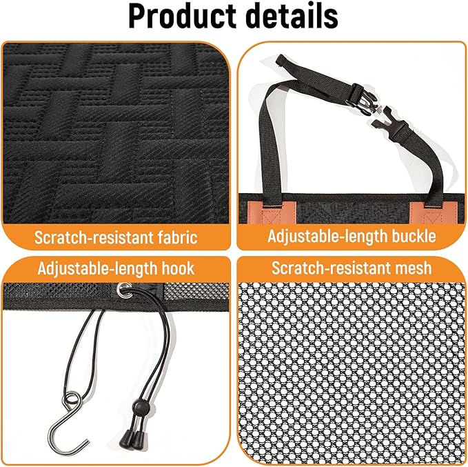 Dog Car Barrier,Dog Net for Car Divider,Pet Barrier with Mesh Organizer,Universal for Car,SUV,Truck