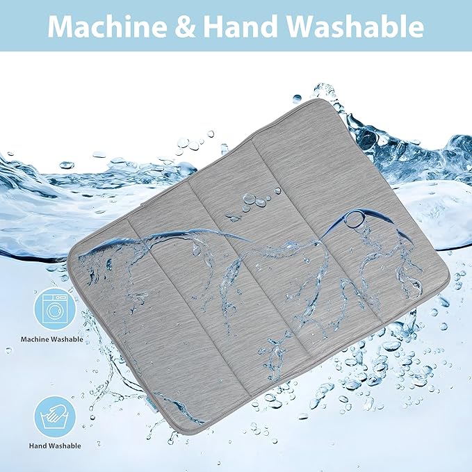 Dog Cooling Mat for Large Dogs - 47x29 Orthopedic Memory Foam Pet Pad for Summer, QMAX>0.5, Washable Premium Comfort Crate Pad for Your Furry Companion, Grey