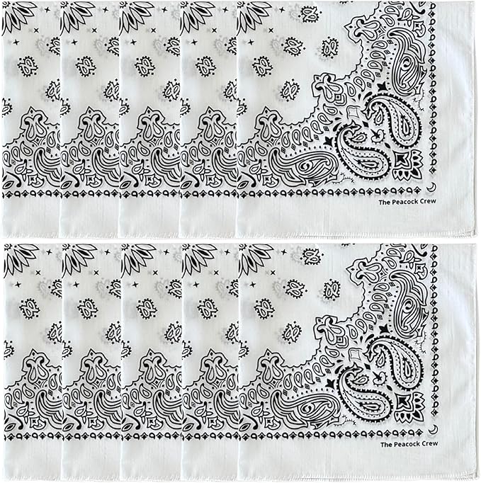 The Peacock Crew Premium Soft Cotton Bandanas Pack for Men and Women Paisley 22 x 22 inches