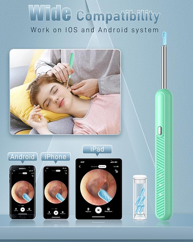 Ear Wax Removal, Ear Cleaner Camera with 1080P, Ear Cleaning Kit with 6 Ear Pick, Ear Camera for iPhone, iPad, Android Phones