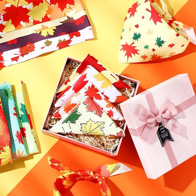 Abbylike 200 Pcs Maple Leaves Dog Bandana Bulk Forest Style Bandana for Dogs Triangle Kerchief Bib Scarf for Pets Party Costume Photo Props Accessories Pet Shops Adoption Event, 25 Styles