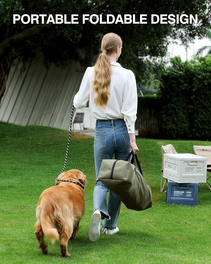 Veraste 24" L x 17" W x 17" H Collapsible Travel Dog Crate, Portable Soft Dog Kennel for Small Medium Pets up to 30 lbs, 4-Door Foldable Travel Crate with Durable Mesh & Storage Bag, Green