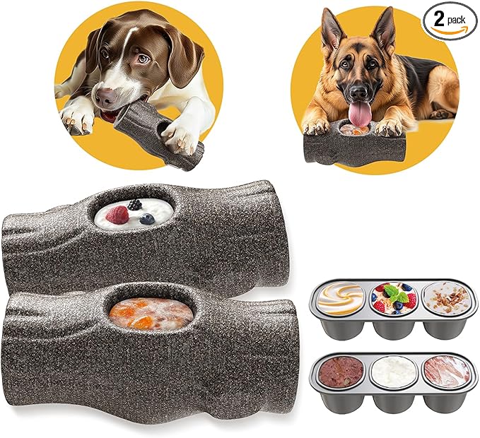 Dog Frozen Treat Toys to Keep Them Busy - Heavy Duty Dog Puzzle Toys with Frozen Mold, Indestructible Aggressive Chew Toys for Large Dogs, Food Grade-Easy to Clean-Reduce Anxiety-Safe Chewing - 2PCS