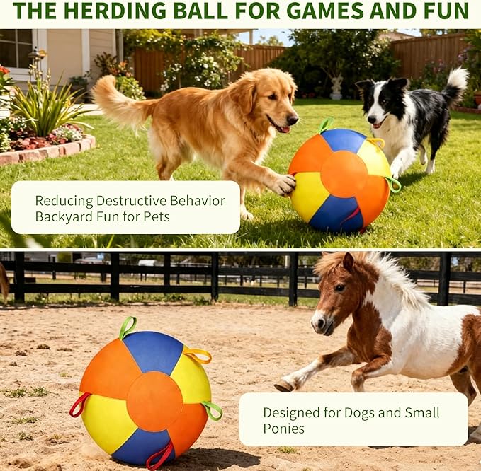 Herding Ball for Dogs,18 Inch Calming Jumbo Ball for Dogs,Durable Tear-Resistant Inflatable Big Ball with Pump,Durable Training Ball for Australian Shepherd, Border Collie, Large Breed