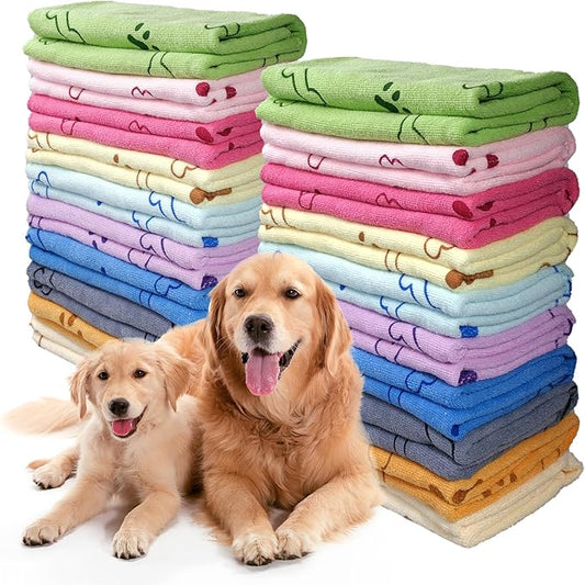 20 Pcs Dog Towels for Drying Dogs Bulk 20 x 40 Inch Quick Drying Pet Bath Towels Colorful Pet Grooming Towel Absorbent Microfiber Towel for Small Medium Large Dog Puppy Cat (Multicolor)