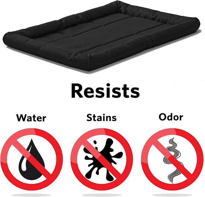 MidWest Homes for Pets Intermediate QuietTime MAXX Ultra-Rugged Dog Bed, Water & Odor Resistant, Bolstered Edge, Non-Slip Bottom, Fits 36-inch Crates, Black